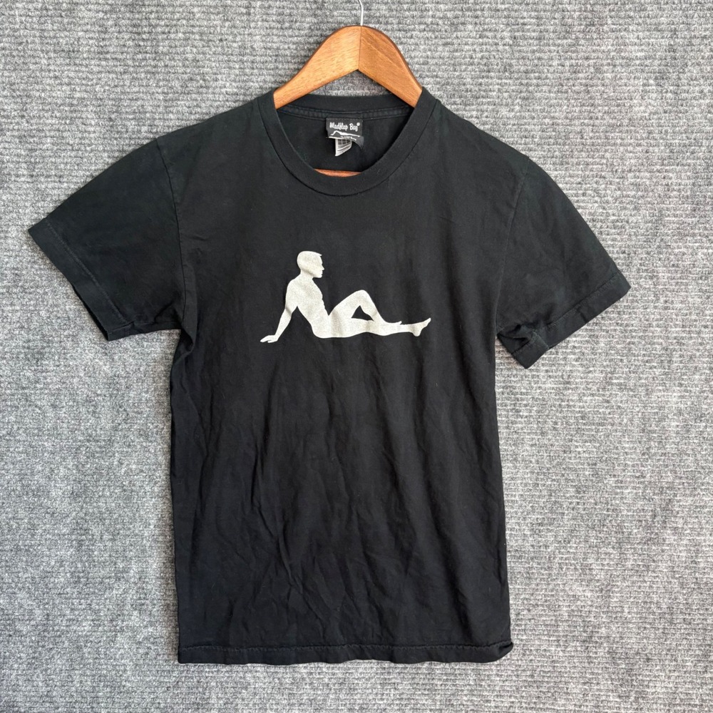 Mudflap Boy Graphic T-Shirt Mens Small Black 2002 Vintage Style Standard America